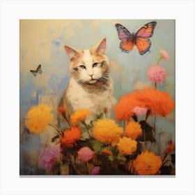 Cat in the Garden Redon Inspired Canvas Print