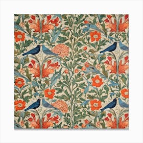 Blooms Of Love A William Morris Inspired Pattern Canvas Print