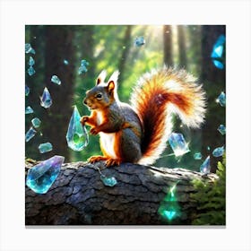 Squirrel In Forest Broken Glass Effect No Background Stunning Something That Even Doesnt Exist Canvas Print