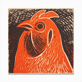 Retro Bird Lithograph Chicken 2 Canvas Print