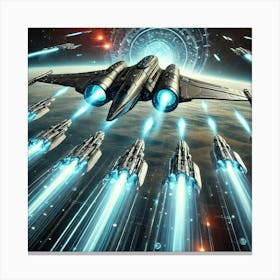 A High Tech, Sci Fi Scene Showing A Futuristic Sta Converted 1 Canvas Print