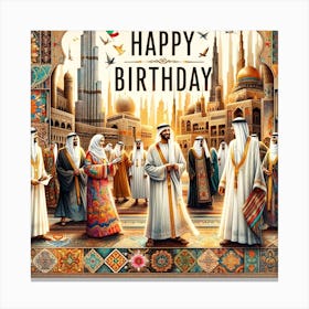 Happy Birthday Arabic Canvas Print