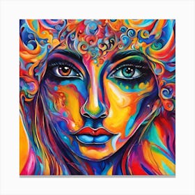 Woman With Colorful Hair Canvas Print