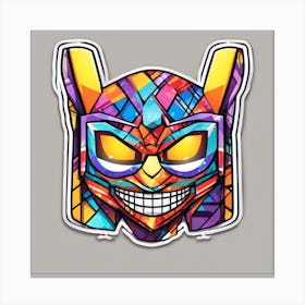 Vibrant Sticker Of A Plaid Pattern Mask And Based On A Trend Setting Indie Game Canvas Print