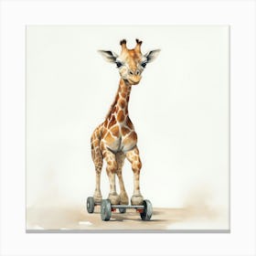 Giraffe On Skateboard 1 Canvas Print