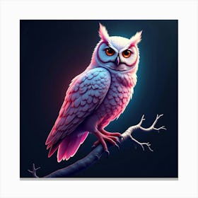 An Abstract Owl With Feathers Of Shifting, Neon Colors Perched On A Futuristic Branch Canvas Print