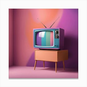 Retro Tv On Stand Canvas Print