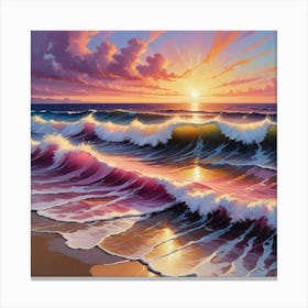 Sunset At The Beach paintings art print 1 Canvas Print