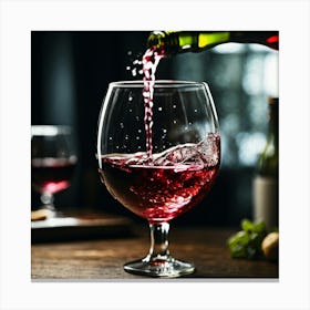 Red Wine Pouring Into A Glass Canvas Print
