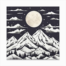 Moon Over Mountains Canvas Print