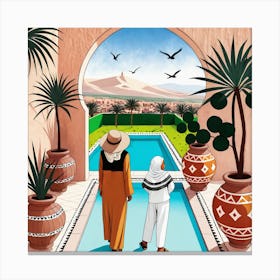 Muslim Couple In Arabic Canvas Print