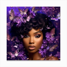 Beautiful Black Woman With Butterflies 1 Canvas Print