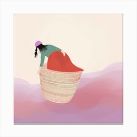 Woman In Basket Canvas Print