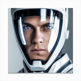 3d Dslr Photography, Model Shot, Man In Future Wearing Futuristic Suit, Digital Helmet Beautiful Detailed Eyes, Professional Award Winning Portrait Photography, Zeiss 150mm F 2 3 Canvas Print