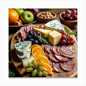 Cheese And Fruit Platter Canvas Print