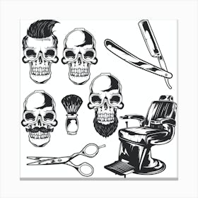 Barbershop Skulls Canvas Print