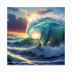 Surfer On A Wave Canvas Print