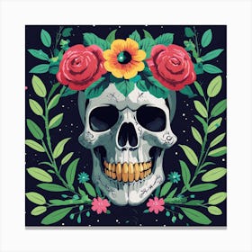 Floral Skull (8) 2 Canvas Print