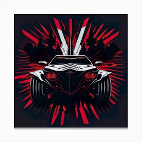 Car Red Artwork Of Graphic Design Flat (28) Canvas Print