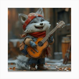 Fox Playing Guitar 1 Canvas Print