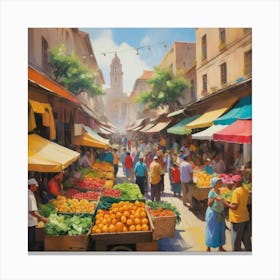 Market Stalls Paintings Art Print Canvas Print