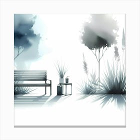 Bench In The Park Canvas Print