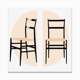 Superleggera Two Chairs In A Circle Canvas Print