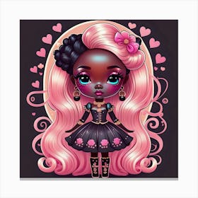 Black Girl With Pink Hair Canvas Print