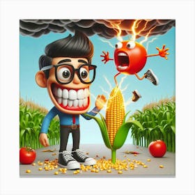 Man And A Tomato Canvas Print