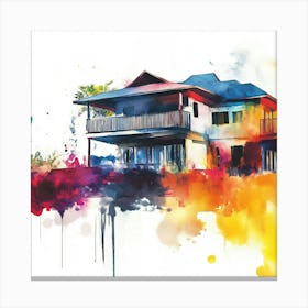 Watercolor Of A House Canvas Print