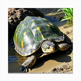 Turtle In The Sand Canvas Print