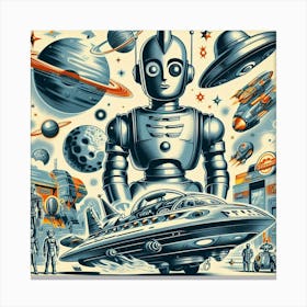 Robots In Space 2 Canvas Print