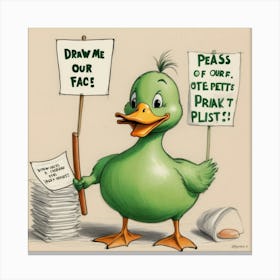 Duck Holding Signs Canvas Print