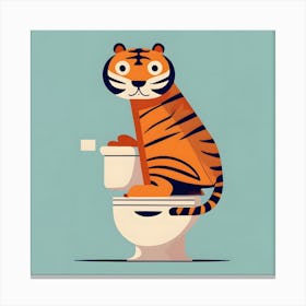 Tiger On Toilet Illustration Canvas Print