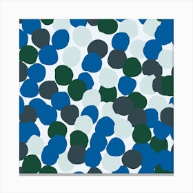 Blue And Green Polka Dot Pattern Square Canvas Print