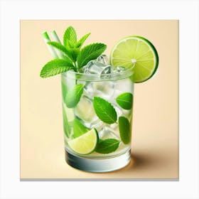 Cocktail With Lime And Mint Canvas Print