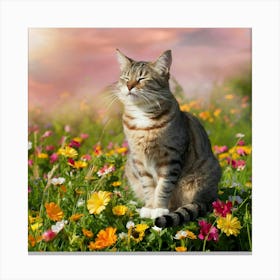 Cat In The Meadow 1 Canvas Print