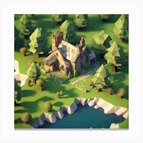 Low Poly House Canvas Print