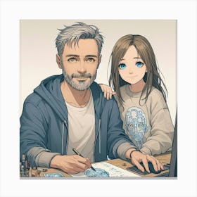 Dad and Daughter Canvas Print