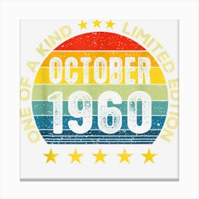 Awesome Since October 1960 62 Yrs Old 62nd Birthday Retro Canvas Print