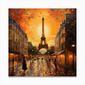 Paris At Sunset - expressionism Canvas Print