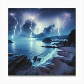 Lightning Over The Sea Canvas Print