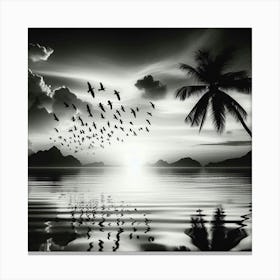 Black And White Birds Canvas Print