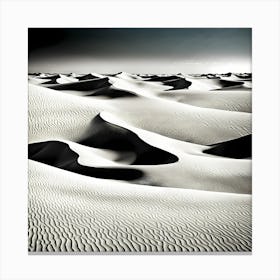 Sand Dunes, black and white art 1 Canvas Print