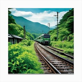 Rail Nature Train Transportation Japan Mountain Way Garden Summer Background Tour Tourism (2) Canvas Print