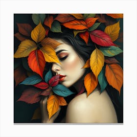 Woman in Leaves AI Print Canvas Print