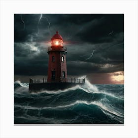 Default Create A Photo Of A Lighthouse In The Middle Of A Terr 2 Canvas Print