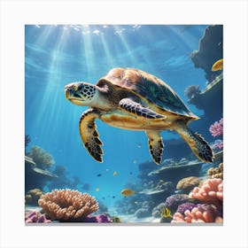 Sea Turtle In The Ocean Canvas Print