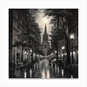 Rainy Night On The Street Canvas Print