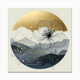 Gold And Black Flower 1 Canvas Print